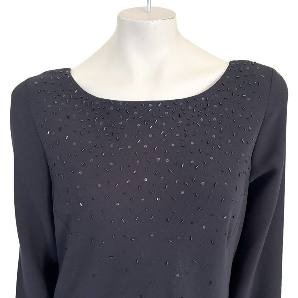 NWT VTG JONES NEW YORK Long Sleeve Bead & Sequin Formal Dress in Black SZ 14